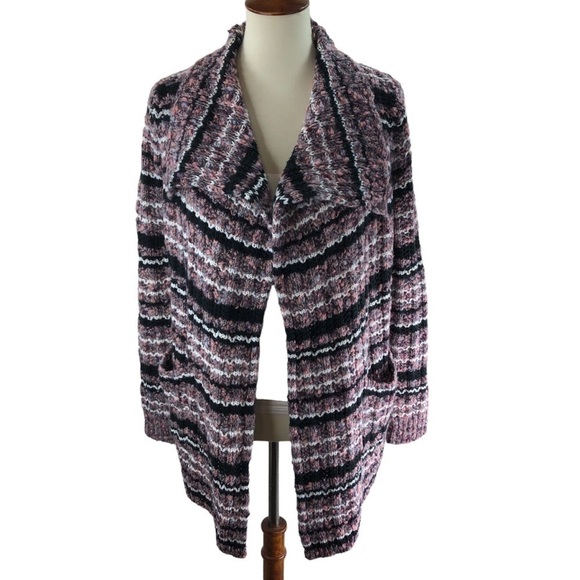 LED Maternity Wool Cotton Blend Cardigan Sweater Sz S Tweed Chunky Colorful Cozy - Picture 8 of 11